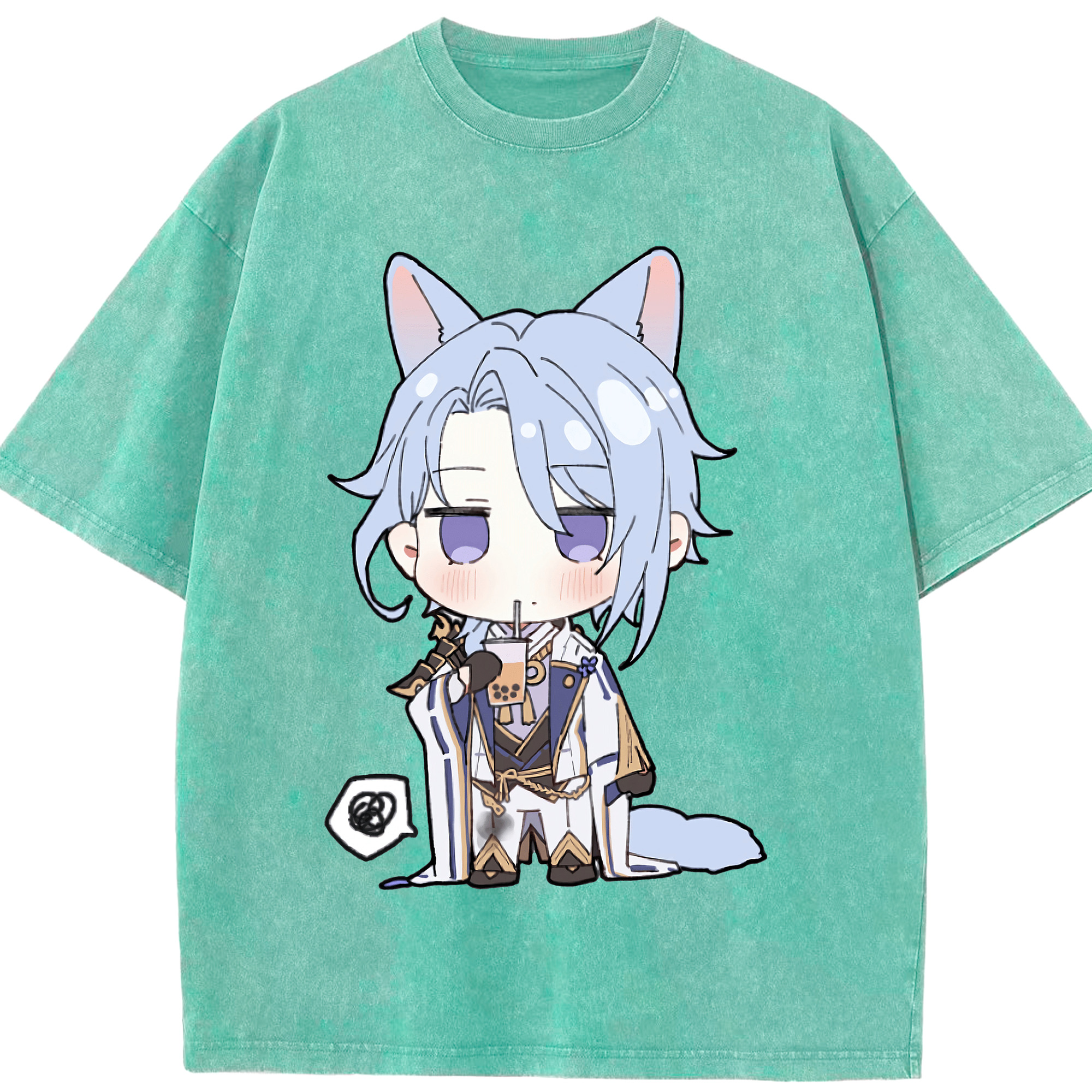げんし神 神里綾人 かみさとあやと genshin Kamisato Ayato 綿100% ヴィンテージ風 半袖Tシャツ（フロントプリント）